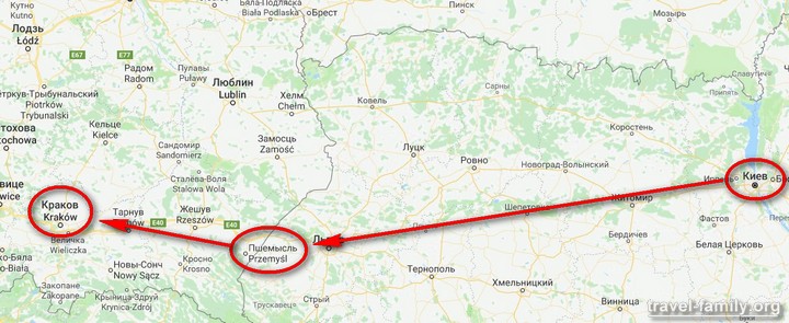 На поезде из Украины в Польшу: Киев - Пшемысль (Перемышль) - Краков