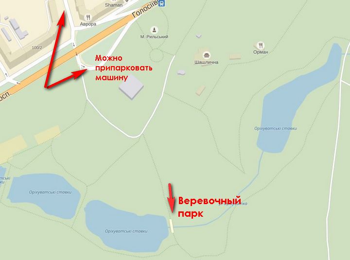 Где находится веревочный парк в Голосеевском парке Киева