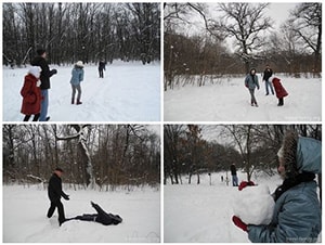Прогулка в зимнем лесу Киева всей семьей
