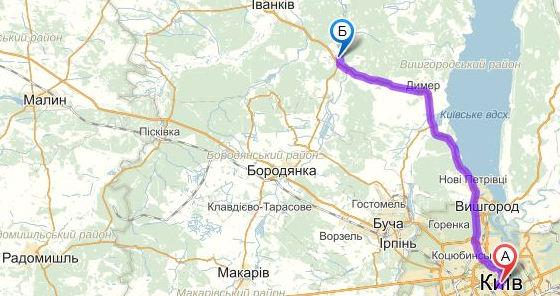 Феневичи от Киева - сколько км. Карта